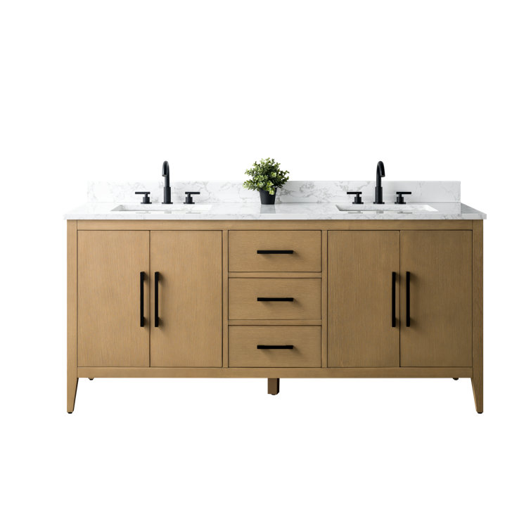 72" Cashmere Gray Double Sink Vanity with Engineered Marble Top