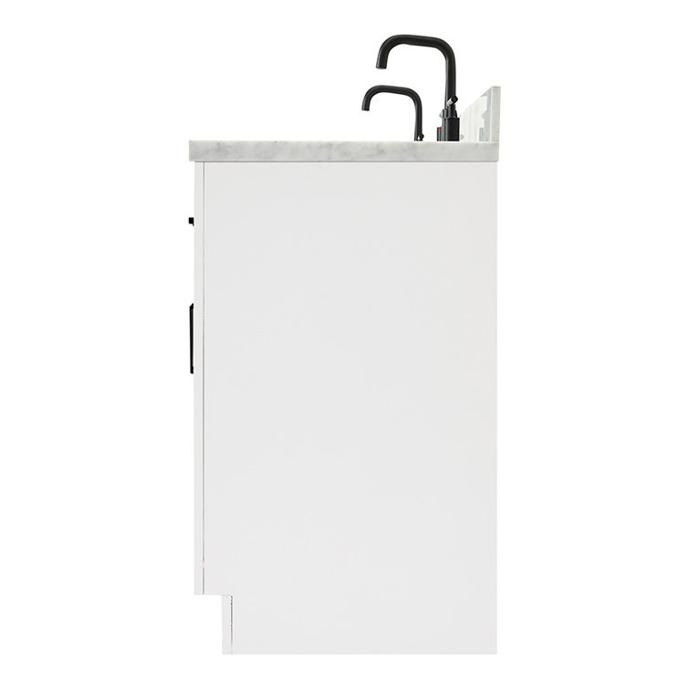 White Double Freestanding Vanity with Marble Top