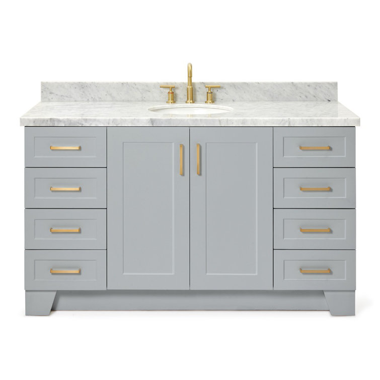 Taylor 61" Gray Freestanding Bath Vanity with Carrara Marble Top