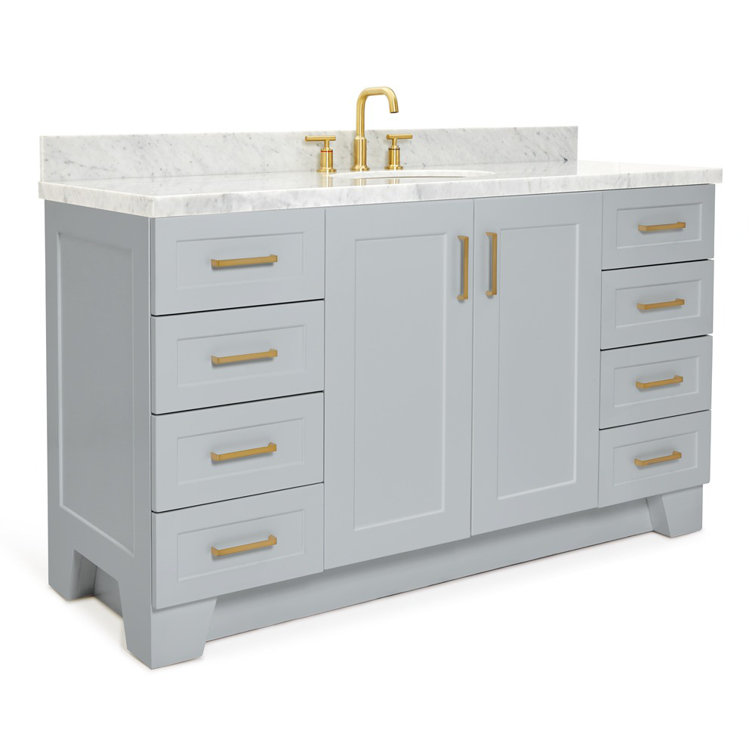 Taylor 61" Gray Freestanding Bath Vanity with Carrara Marble Top