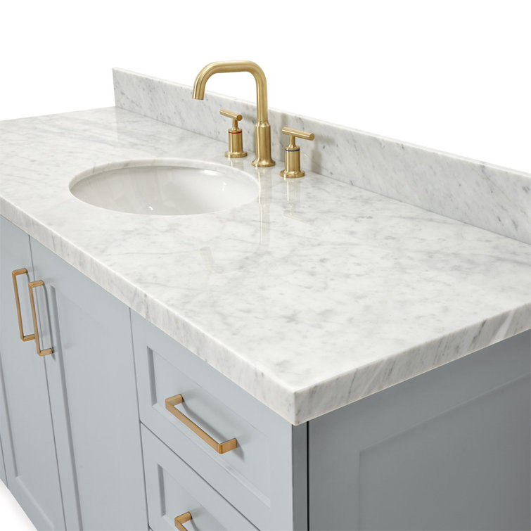 Taylor 61" Gray Freestanding Bath Vanity with Carrara Marble Top