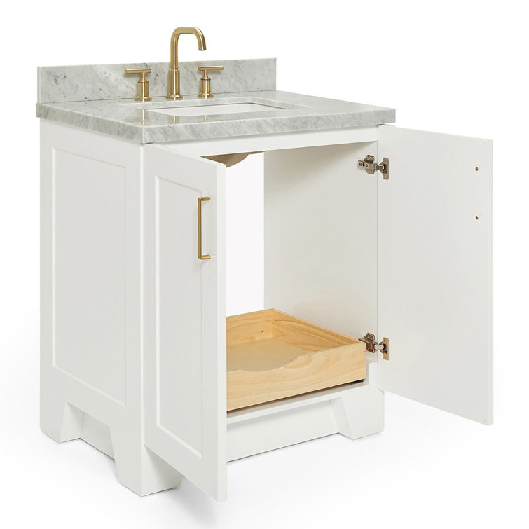 Ariel White Marble Top Single Sink Vanity