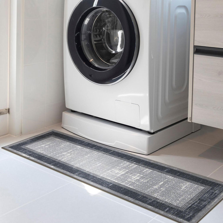 Gray and Black Non-Slip Synthetic Hallway Runner Rug