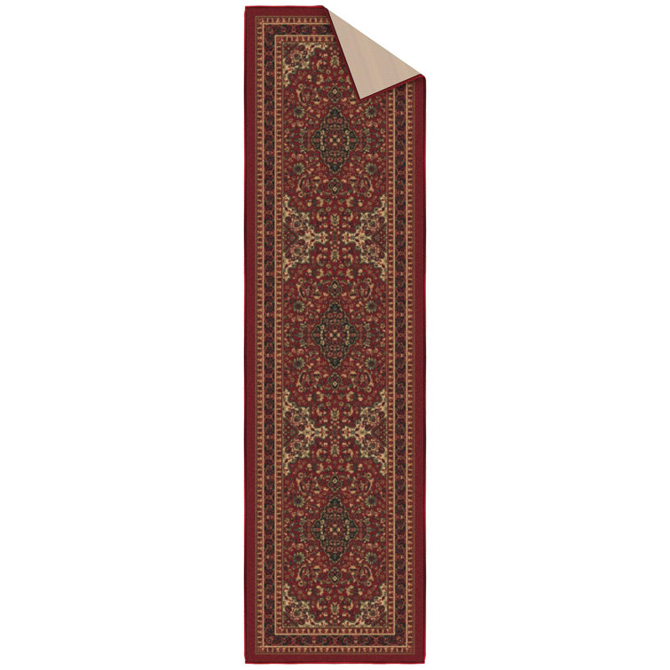 Red Oriental Design Washable Non-Slip Runner Rug