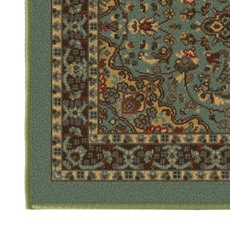 Red Oriental Design Low Pile Non-Slip Area Rug