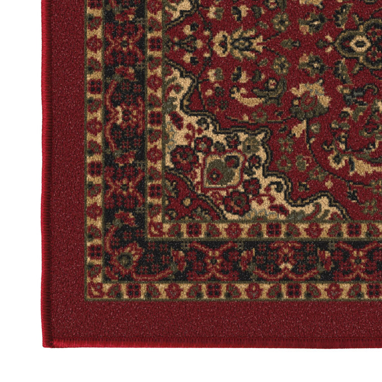 Red Oriental Design Washable Non-Slip Runner Rug
