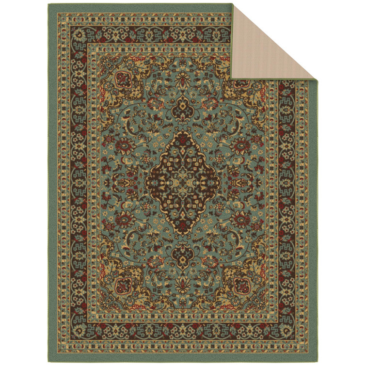 Red Oriental Design Low Pile Non-Slip Area Rug