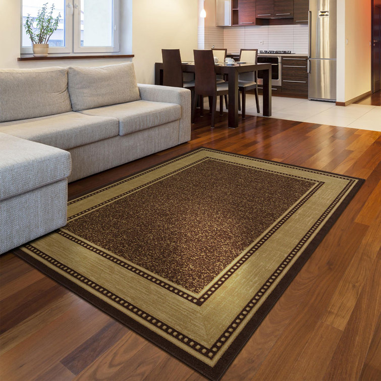Brown and Beige Oval Washable Stain-Resistant Area Rug