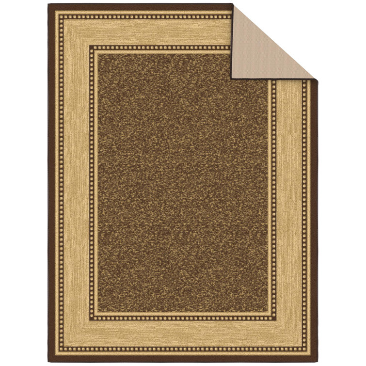 Brown and Beige Oval Washable Stain-Resistant Area Rug
