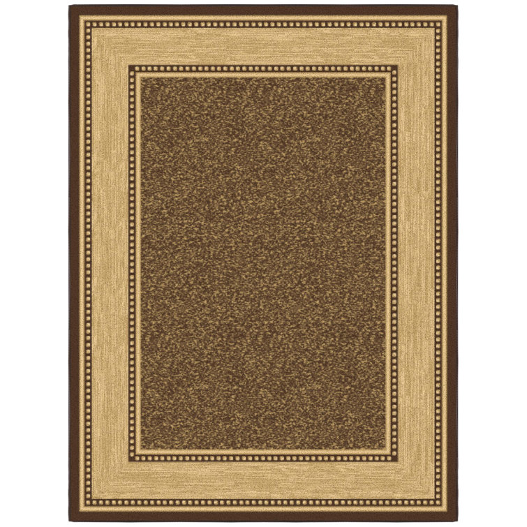 Brown and Beige Oval Washable Stain-Resistant Area Rug