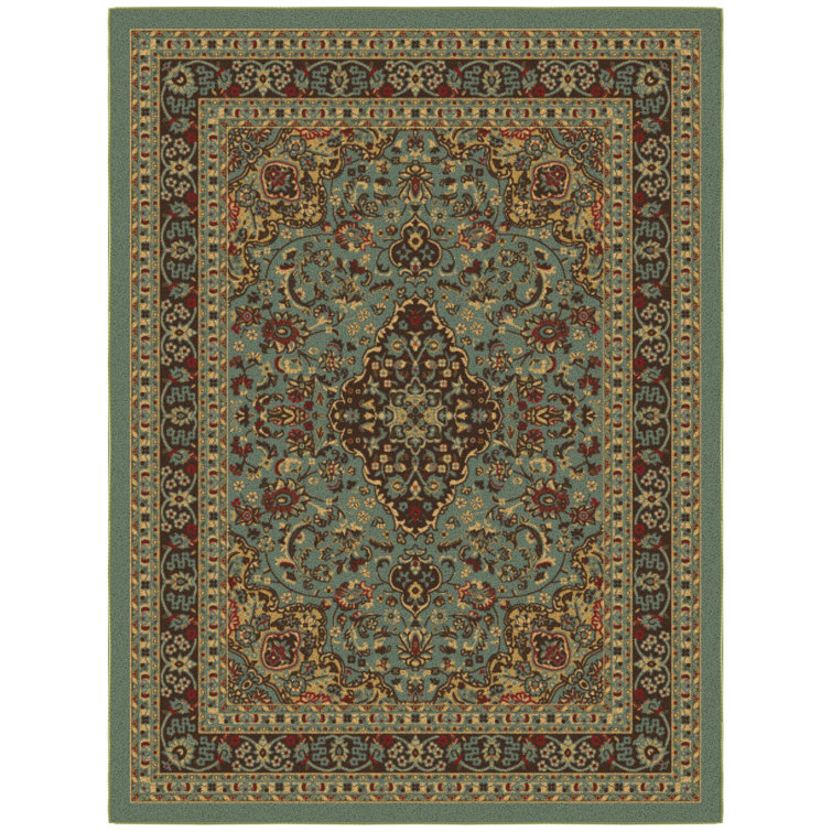 Red Oriental Design Low Pile Non-Slip Area Rug