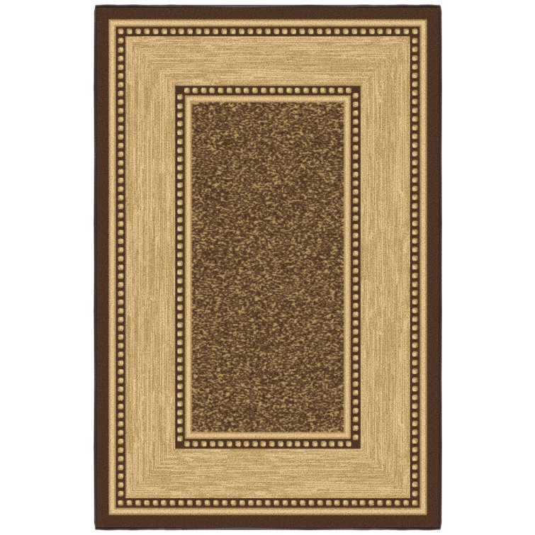 Brown and Beige Non-Slip Rubberback Area Rug 3'3" x 5'