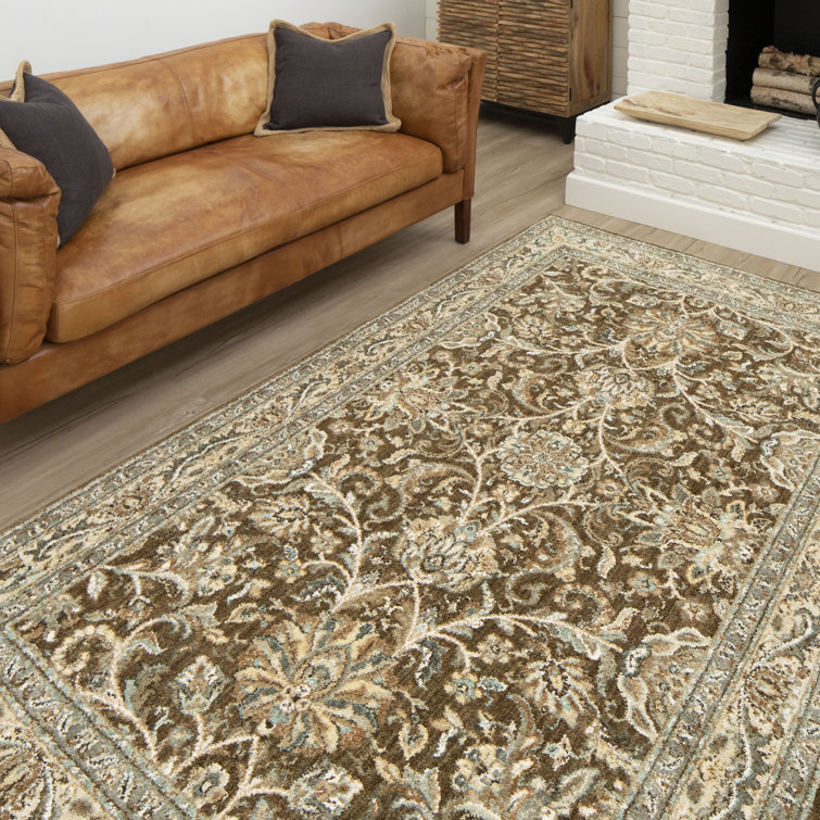 Newbridge Brown and Beige Synthetic Floral Area Rug