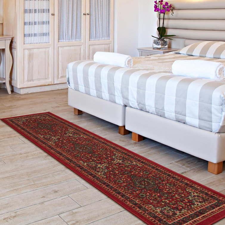 Red Oriental Design Washable Non-Slip Runner Rug