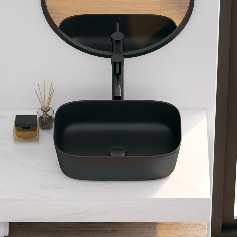 Salerno Matte Black Ceramic Rectangular Vessel Sink