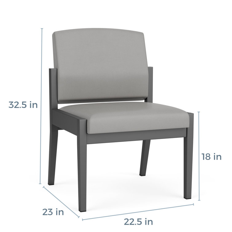 Open House Navy Fabric Armless Guest Chair with Black Metal Frame