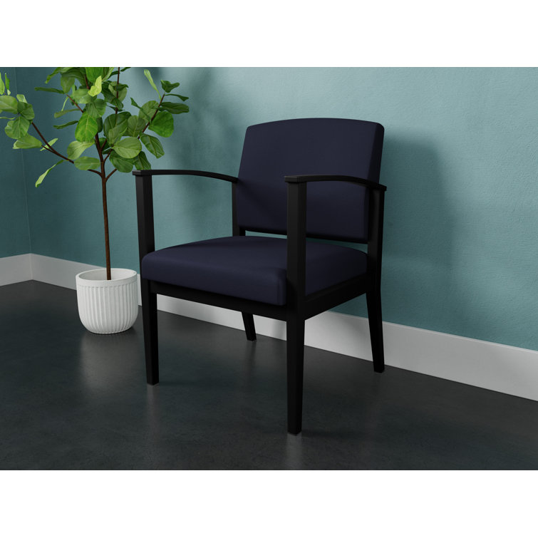 Open House Navy Fabric Armless Guest Chair with Black Metal Frame