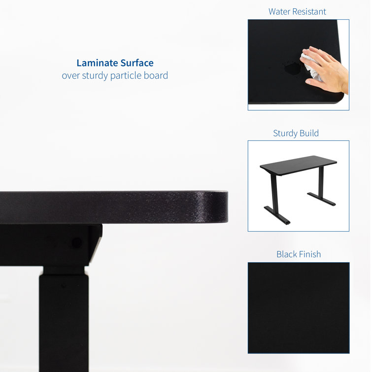 Sleek Black 43"x24" Universal Sit-Stand Desk Top