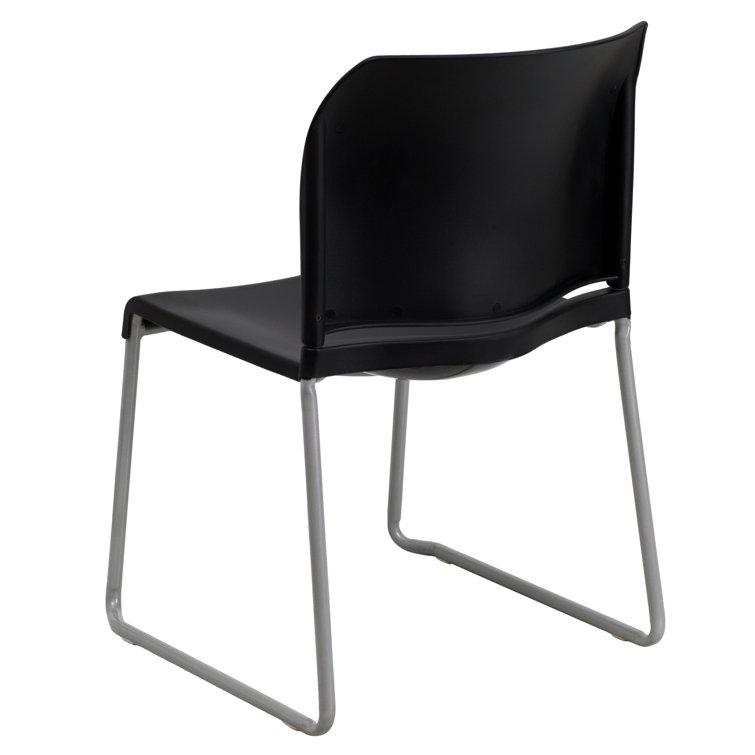 Black Ergonomic Mid-Back Stackable Office Chairs, Set of 5