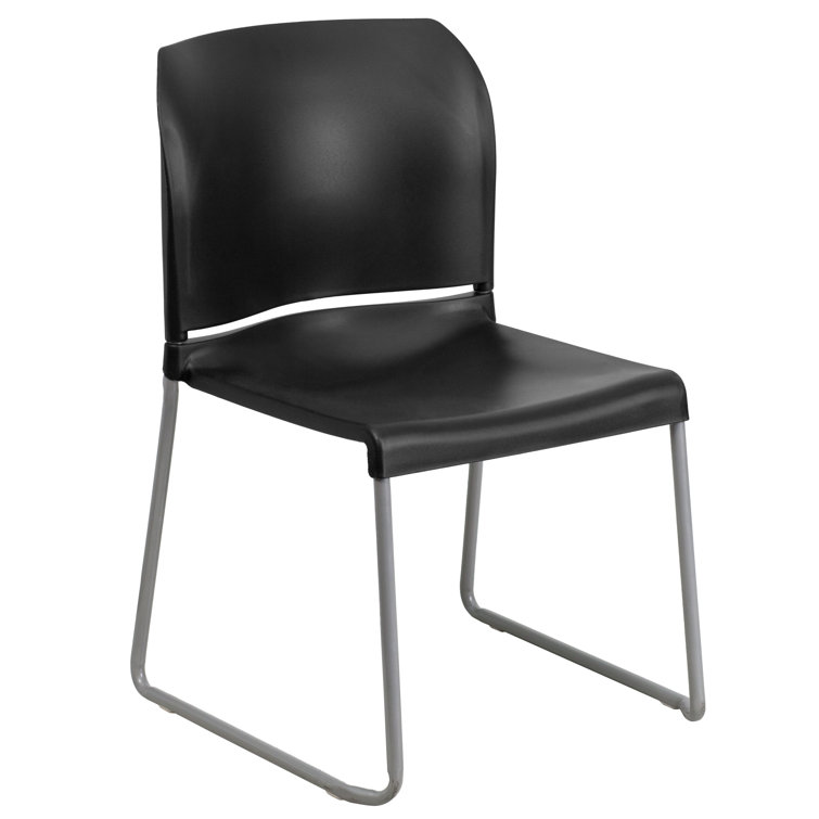 Black Ergonomic Mid-Back Stackable Office Chairs, Set of 5