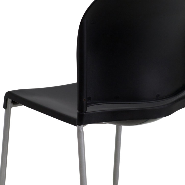 Black Ergonomic Mid-Back Stackable Office Chairs, Set of 5