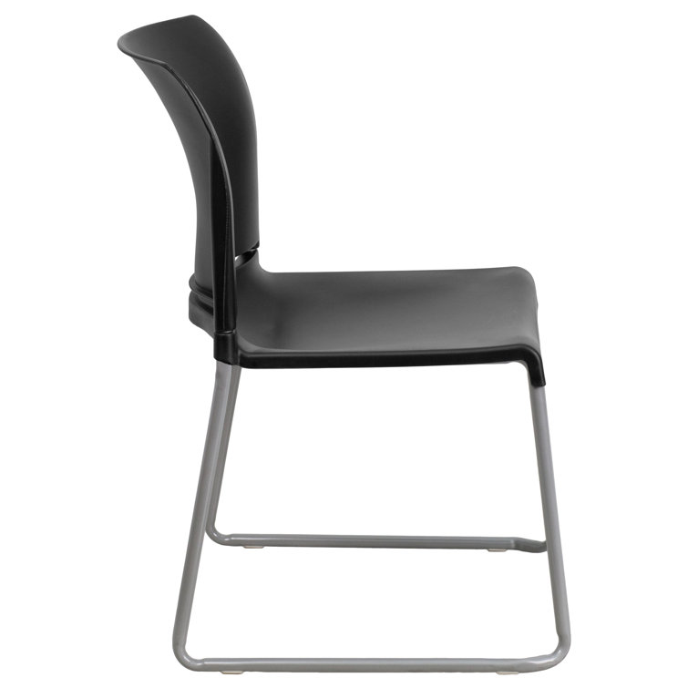 Black Ergonomic Mid-Back Stackable Office Chairs, Set of 5