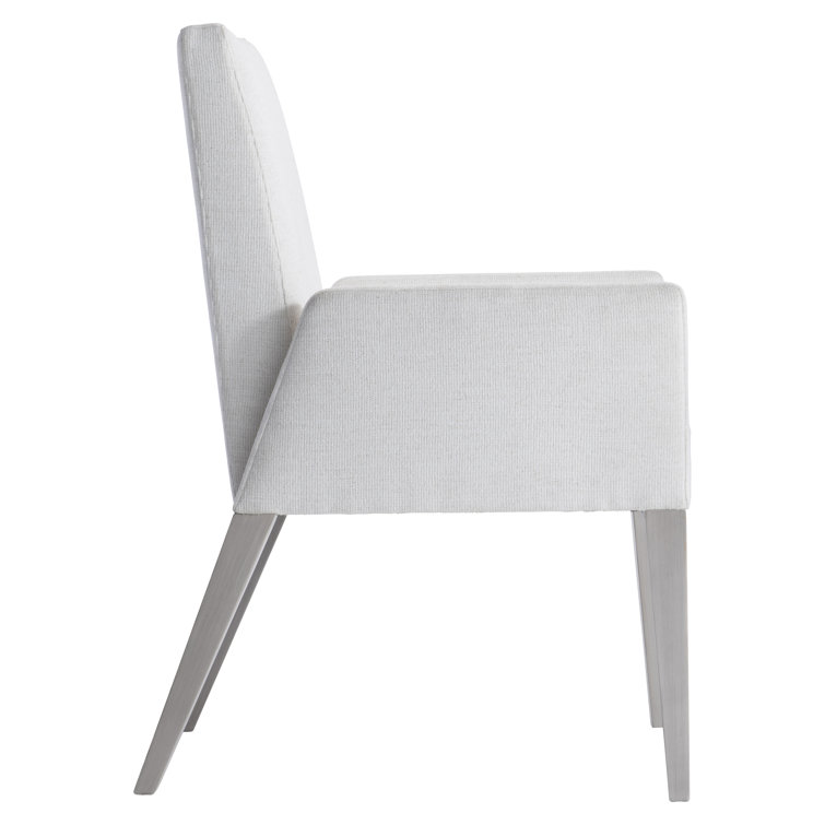 Mist Gray Upholstered Dining Arm Chair with Handcrafted Finish
