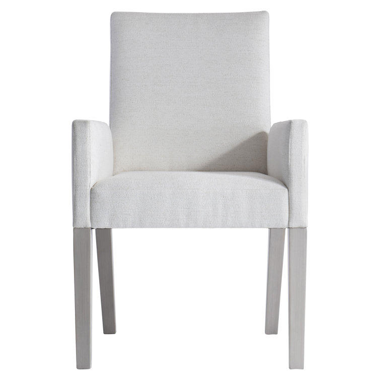 Mist Gray Upholstered Dining Arm Chair with Handcrafted Finish