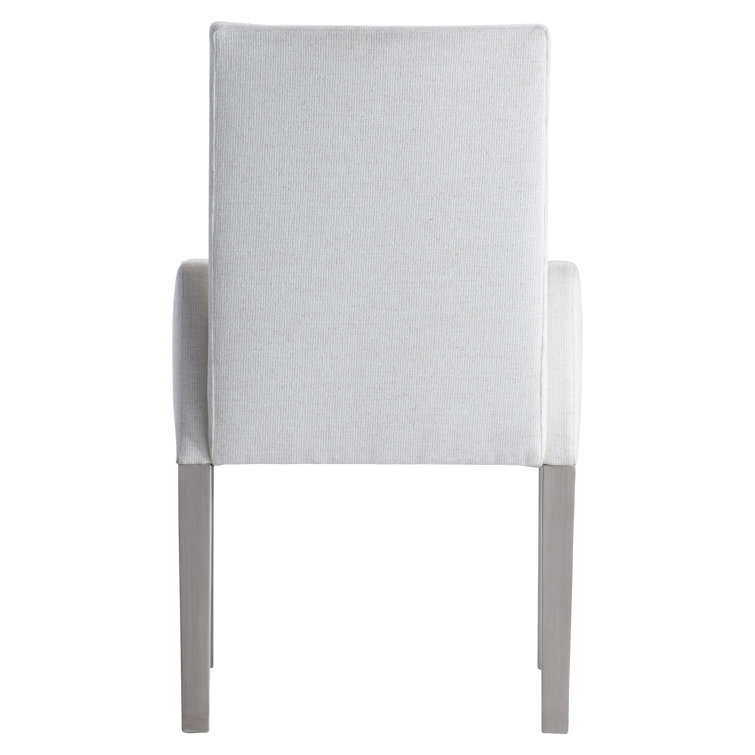 Mist Gray Upholstered Dining Arm Chair with Handcrafted Finish