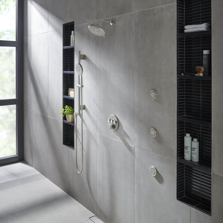 Moon White Metal Wall-Mounted Shower Trim with Push-button Diverter
