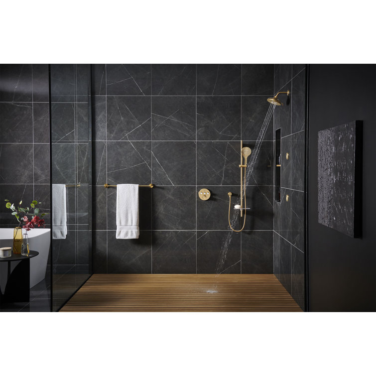 Moon White Metal Wall-Mounted Shower Trim with Push-button Diverter