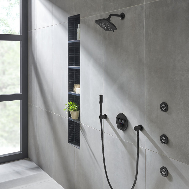 Moon White Metal Wall-Mounted Shower Trim with Push-button Diverter