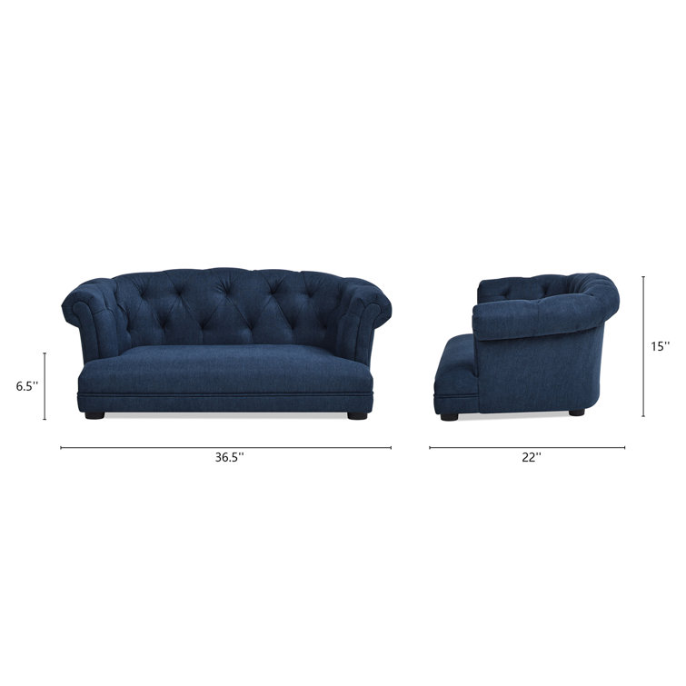 Navy Chesterfield Medium Pet Sofa Bed with Pinewood Frame