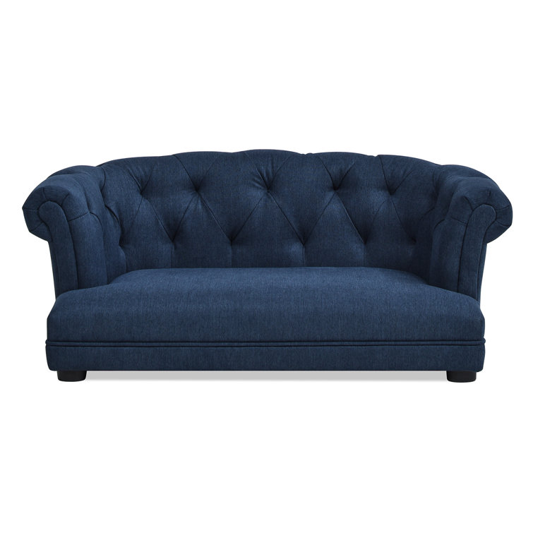 Navy Chesterfield Medium Pet Sofa Bed with Pinewood Frame