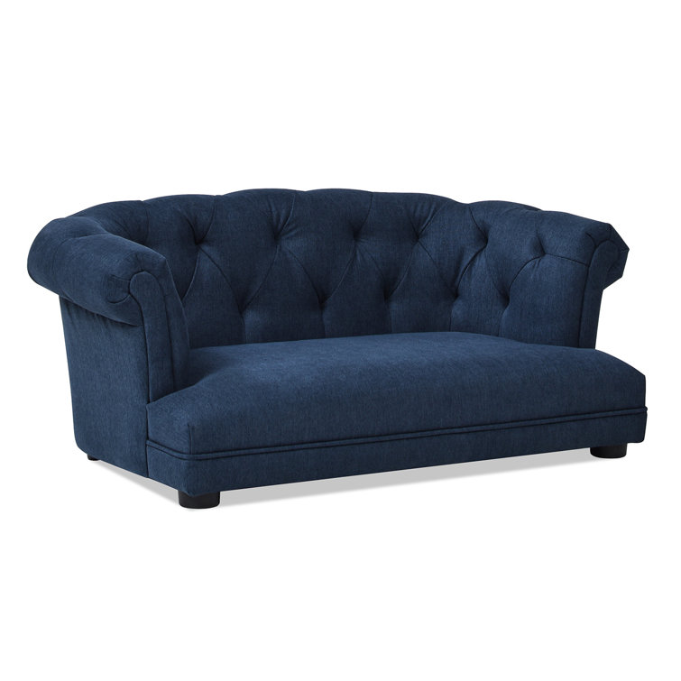 Navy Chesterfield Medium Pet Sofa Bed with Pinewood Frame