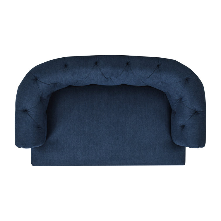Navy Chesterfield Medium Pet Sofa Bed with Pinewood Frame