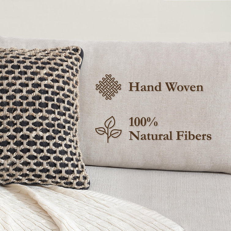 Jada Black and Jute 20" Square Boho Throw Pillow Set
