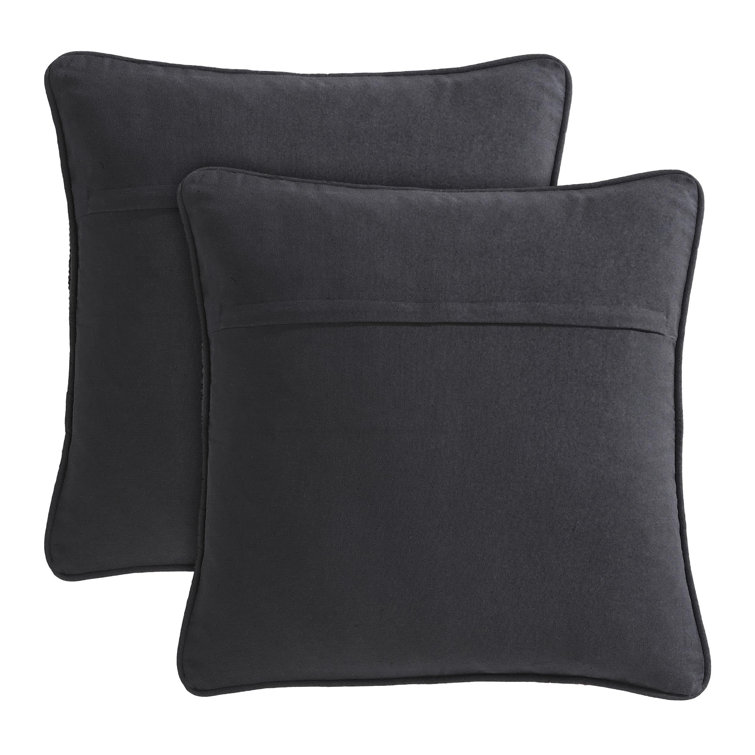 Jada Black and Jute 20" Square Boho Throw Pillow Set