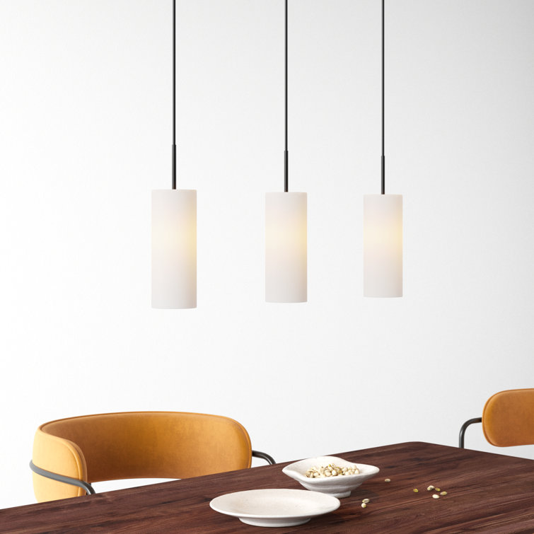 Opal Glass and Black 3-Light Kitchen Island Pendant
