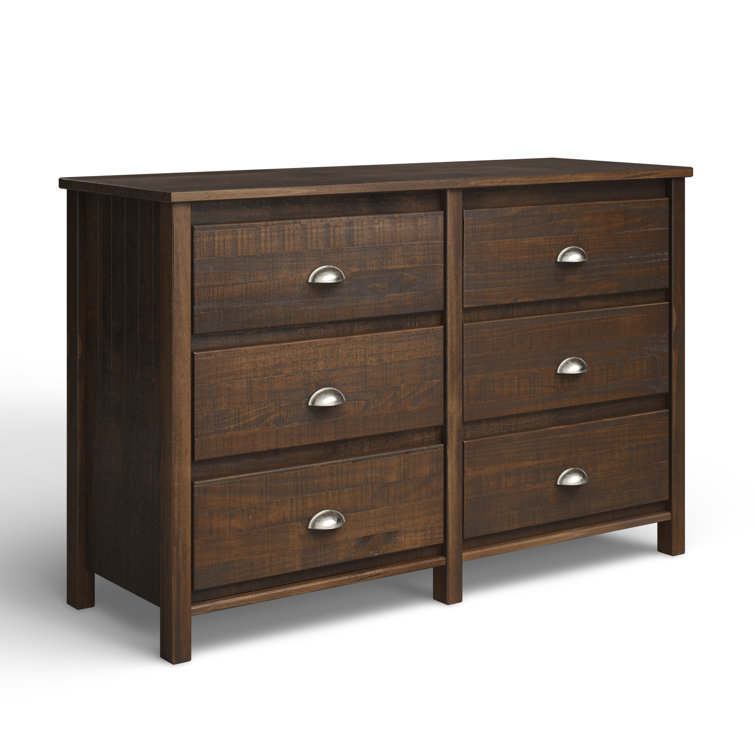 Farmhouse Walnut Double Dresser with Felt-Lined Drawers