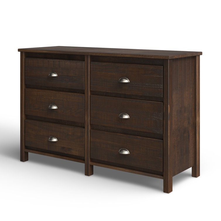 Farmhouse Walnut Double Dresser with Felt-Lined Drawers