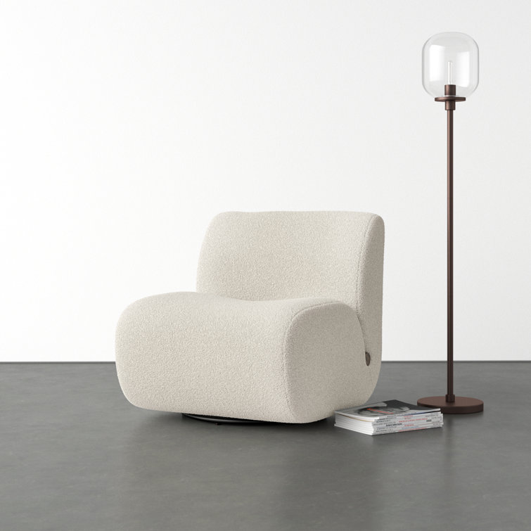 Sheldon Ivory Swivel Lounge Chair with Oak Frame