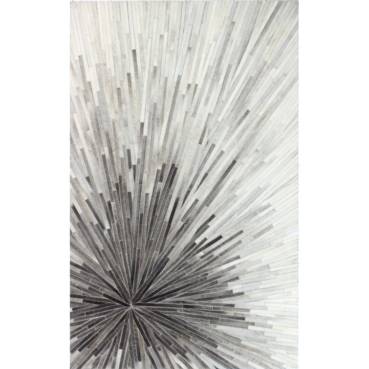 Gray Geometric Handmade Cowhide Rectangular Area Rug 8' x 10'