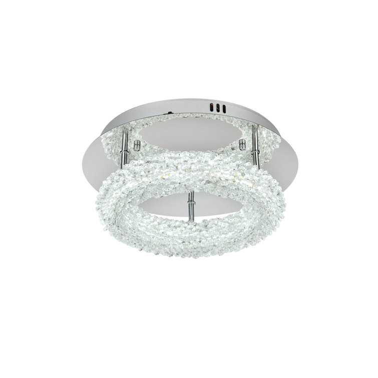 Bowen 14" Chrome and Crystal LED Flush Mount Light