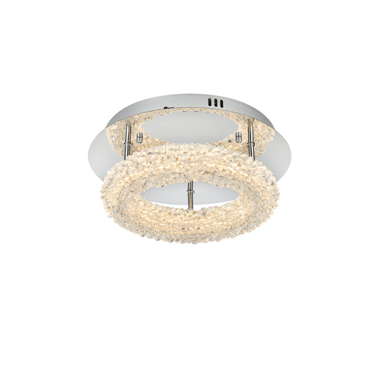 Bowen 14" Chrome and Crystal LED Flush Mount Light