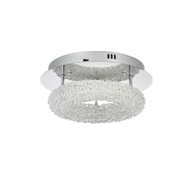 Bowen 14" Chrome and Crystal LED Flush Mount Light