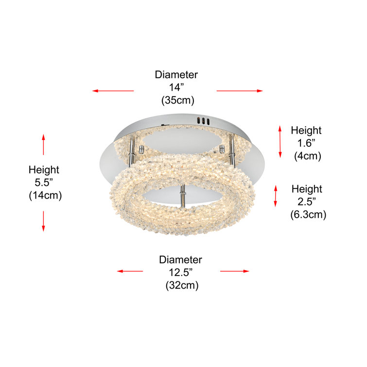 Bowen 14" Chrome and Crystal LED Flush Mount Light