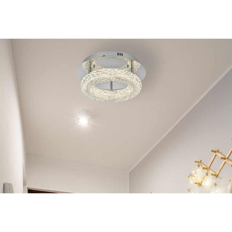 Bowen 14" Chrome and Crystal LED Flush Mount Light
