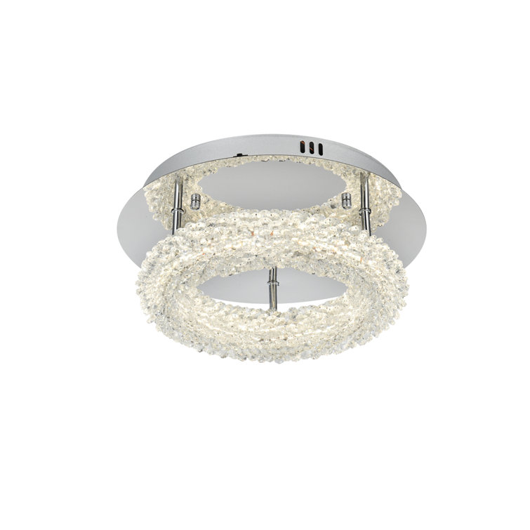 Bowen 14" Chrome and Crystal LED Flush Mount Light