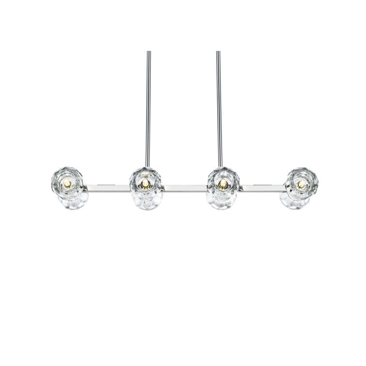Eren 31-inch Chrome Pendant Light with Crystal Shades